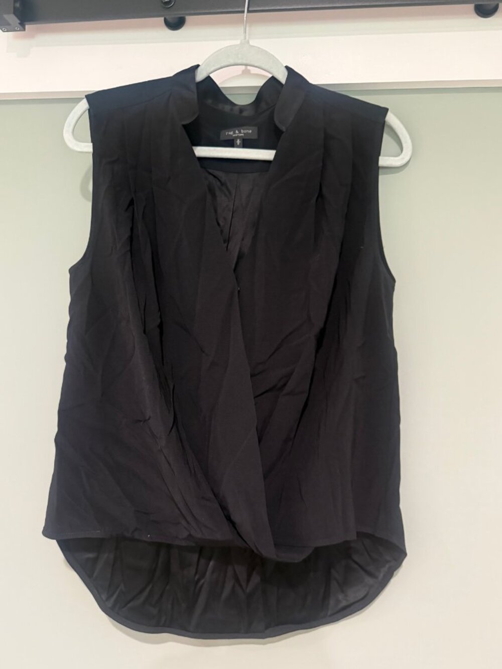 Rag & Bone Black Sleeveless Vest Shawl Lapel Open Front M